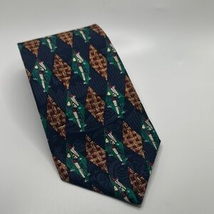 Stylish Geometric Men's Tie in Green and Brown